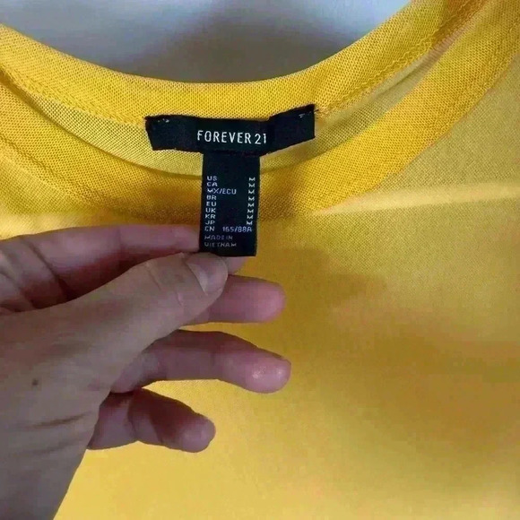 Forever 21 sheer mustard yellow bodysuit size M - Picture 2 of 5